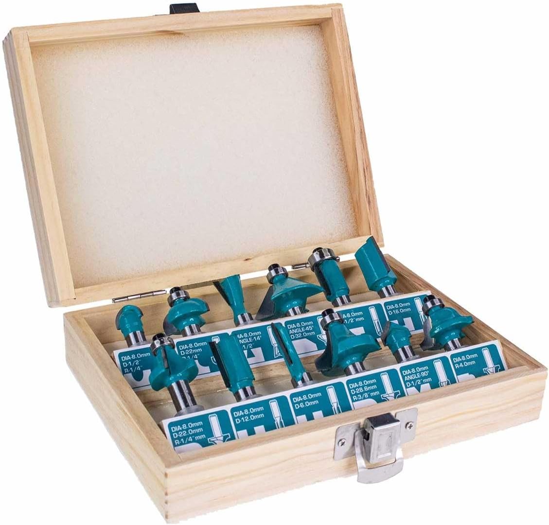 Total 12 Pcs Router Bits Set(8mm)