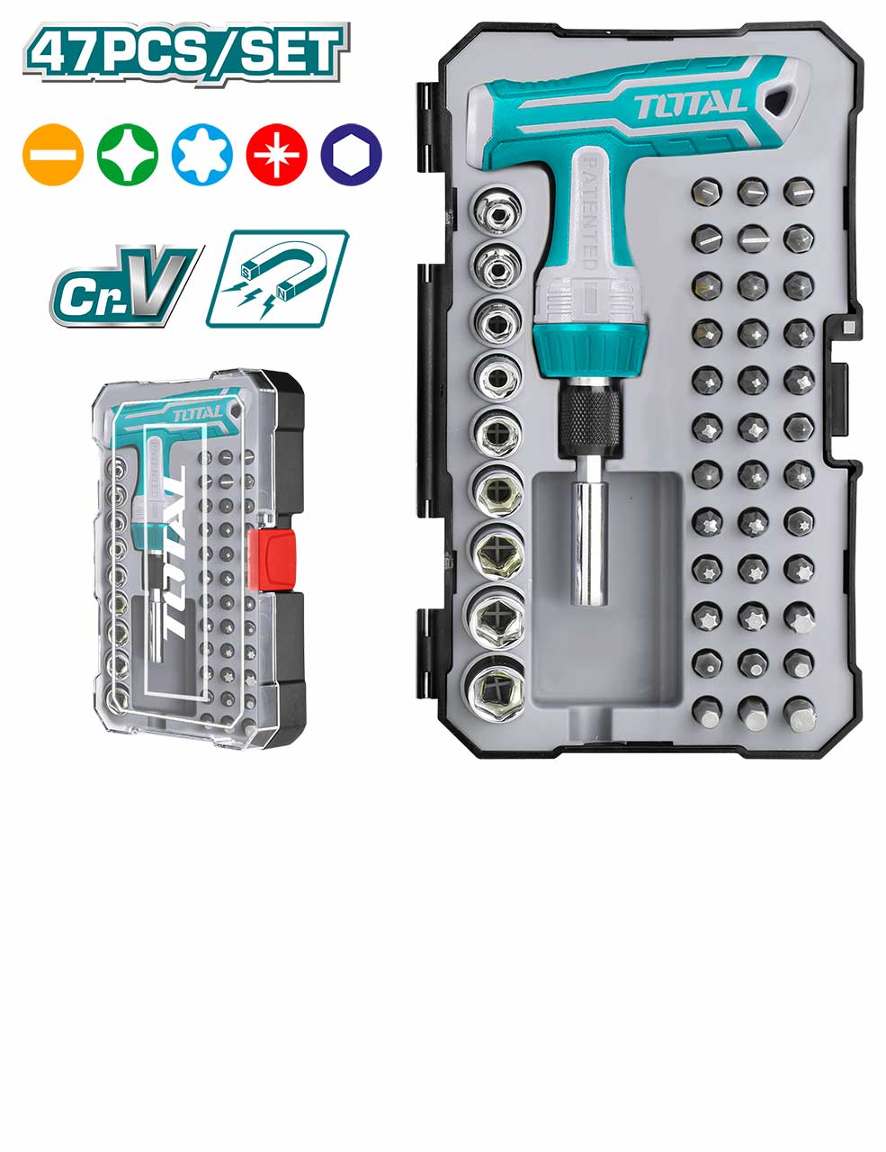 T-handle Wrench Screwdriver Set 47 Pcs Total