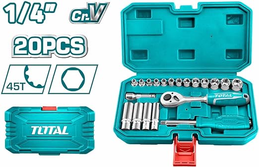 Total 20 Pcs 1/4" Socket Set