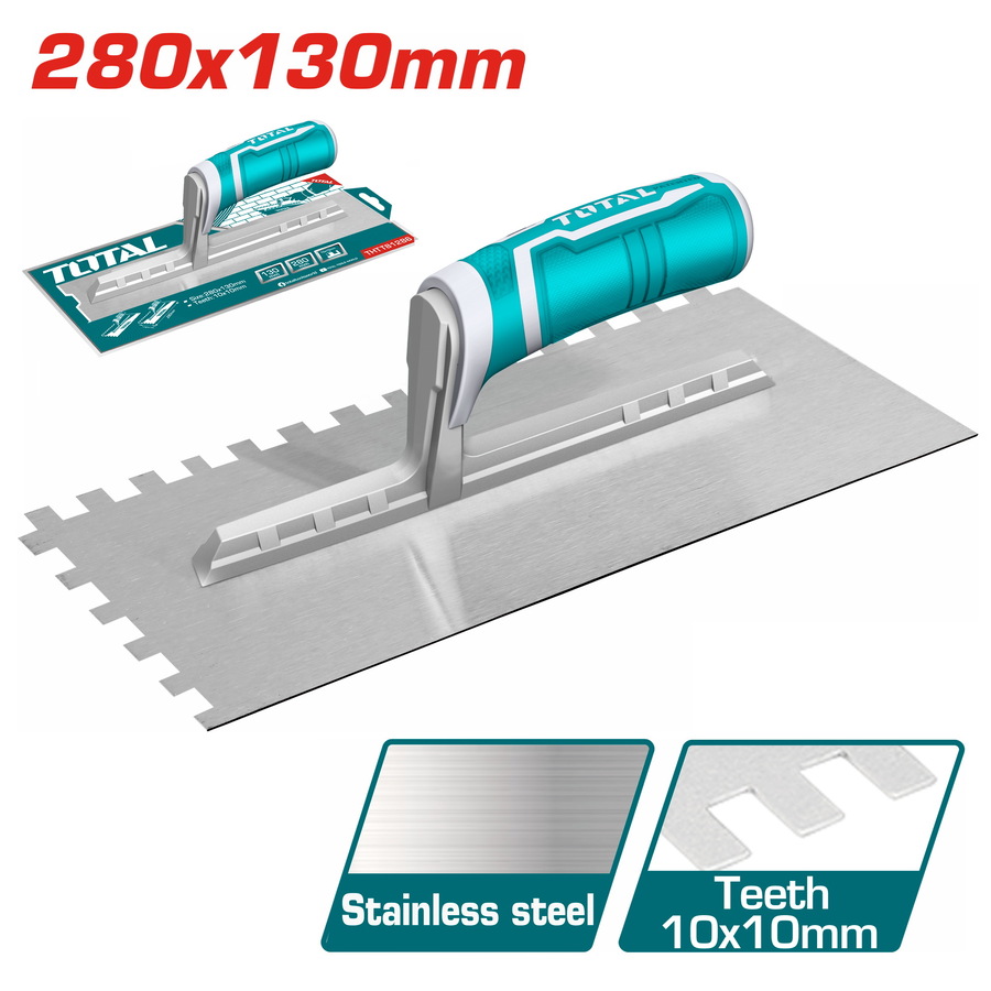 TOTAL Plastering Trowel With Teeth(Plastic Handle) 280*130mm