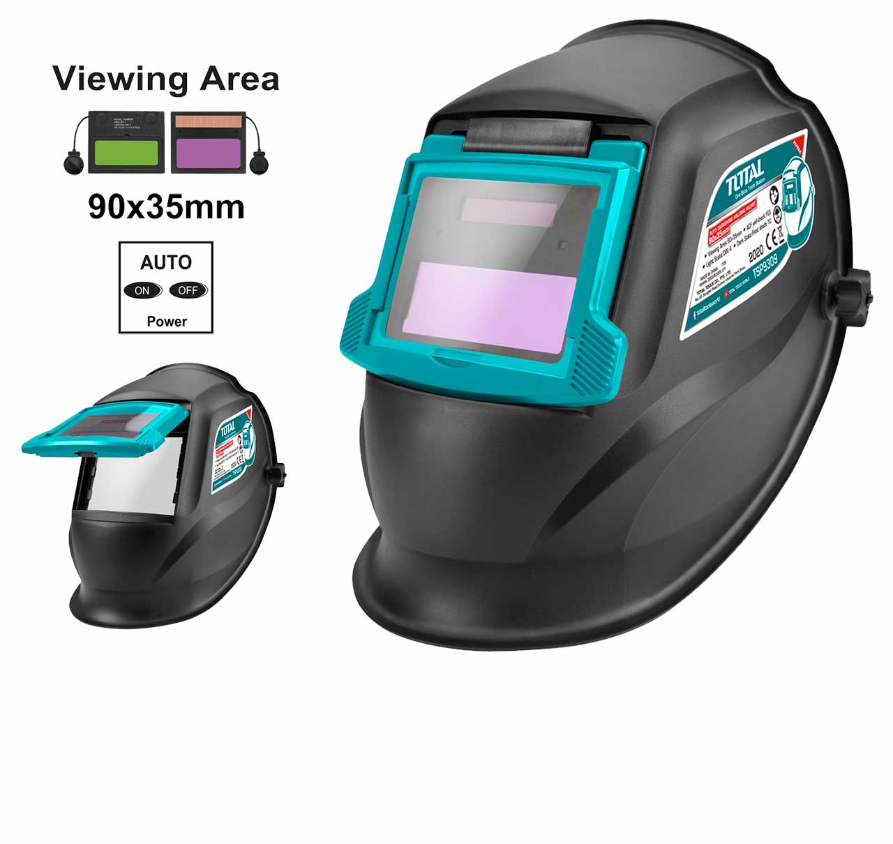 TOTAL Auto-darkening Welding Helmet 90x35mm