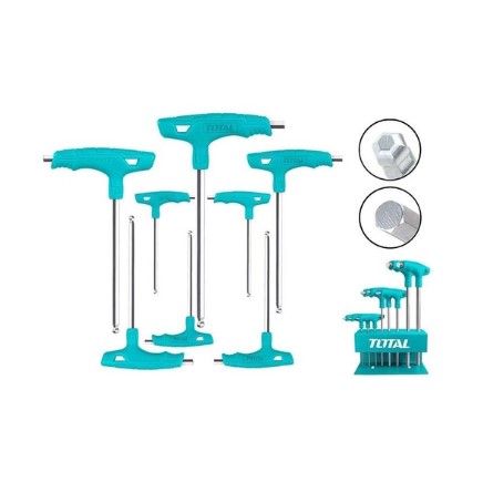 Total 8 Pcs T-handle Ball Point Hex Wrench Set