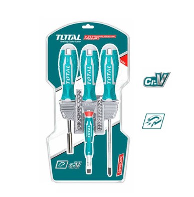 Total 24 Pcs Screwdriver And Bits Set