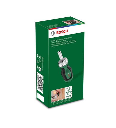 Bosch Stubby Ratchet Screwdriver With 6 Bits