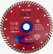 DIAMOND CUTTING DISC FOR BRICK, CONCRETE, ROOF TILE TURBO  7" SKY