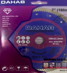 DIAMOND CUTTING DISC FOR BRICK, CONCRETE, ROOFTILE TURBO  9" DAHAB