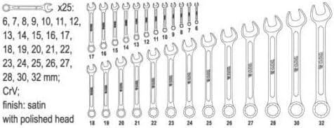 COMBINATION SPANNER SET 6-32MM 25PCS YATO