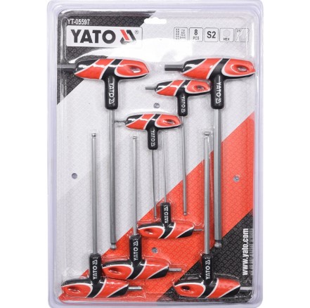 T-HANDLE HEX KEY WITH BALL 8 Pcs SET YATO