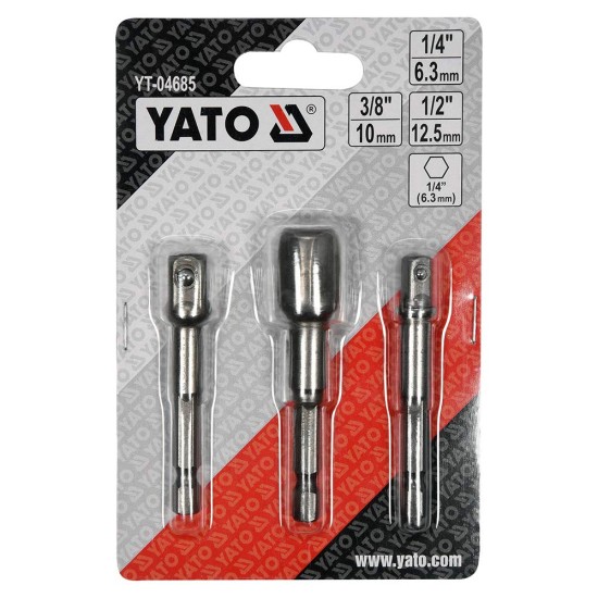 طقم تحويلات 3 قطع 1/4&3/8&1/2 هيكس YATO