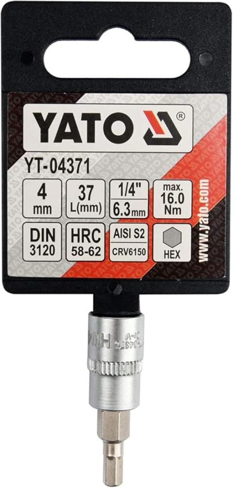 قمة مقبس 1/4 انش سداسية 4 ملم طول = 37 ملم YATO