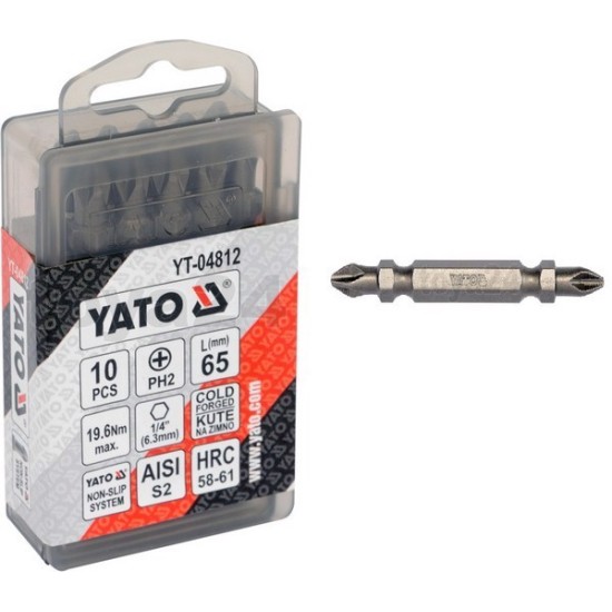 DE SCREWDRIVER BITS S2 PH2X65 10 PCS YATO