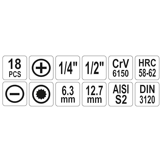 طقم لقم 1/4-1/2 بوصه عدد 18 قطعه  YATO