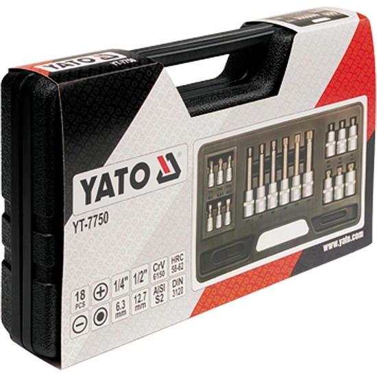 Bit Socket Set , 1/2” 1/4” - 18 Pcs YATO