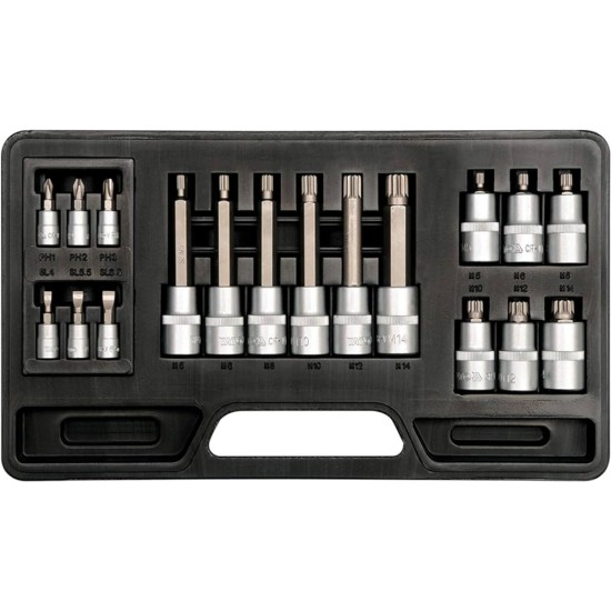 Bit Socket Set , 1/2” 1/4” - 18 Pcs YATO