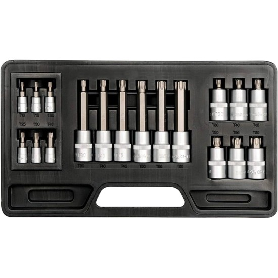 Torx Bit Socket Set , 1/2” 1/4” - 18 Pcs