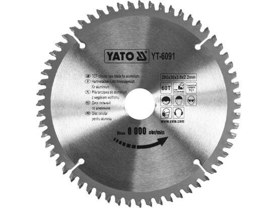 TCT CIRCULAR SAW BLADE FOR ALUMINIUM 200X30X60 MM YATO