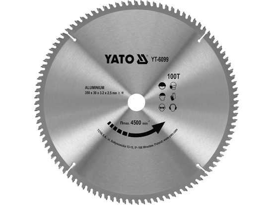 TCT CIRCULAR SAW BLADE FOR ALUMINIUM 350X30X100 MM YATO