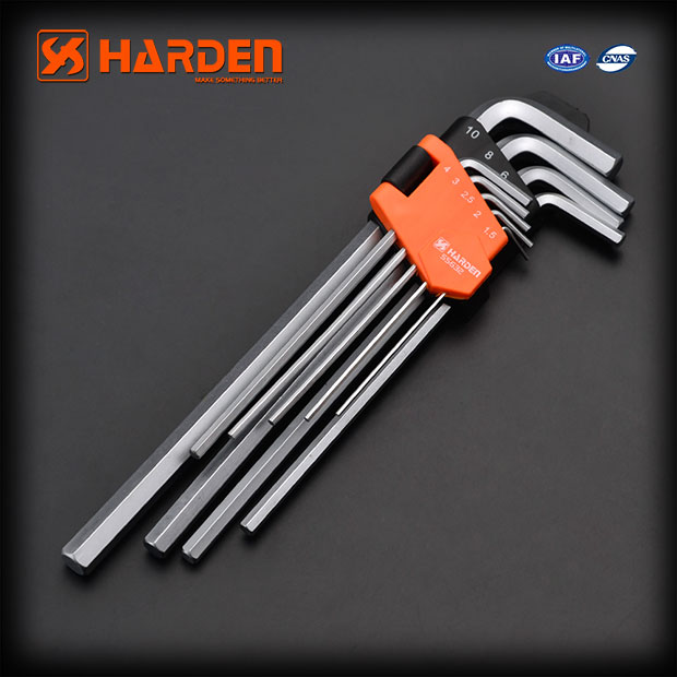 Professional 9PCS Long Hex Key Wrench Harden