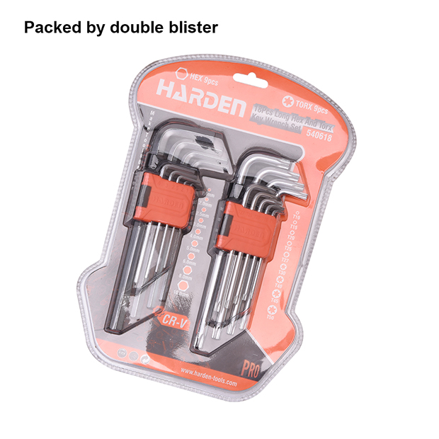2-Pieces Plastic Holder CR-V Long Hex & Torx Key Wrench Set HARDEN