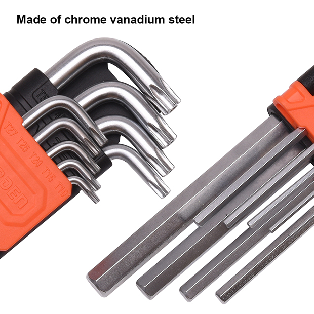 2-Pieces Plastic Holder CR-V Long Hex & Torx Key Wrench Set HARDEN