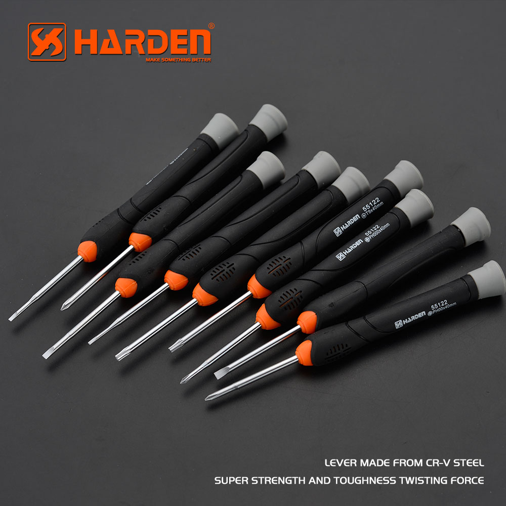 طقم مفكات 9ق الكتروني عاده+ صليبه+ نجمه CRV Harden