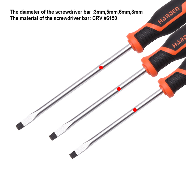 Slotted Screwdriver  Fiber Handle,6*300 Mm CRV HARDEN