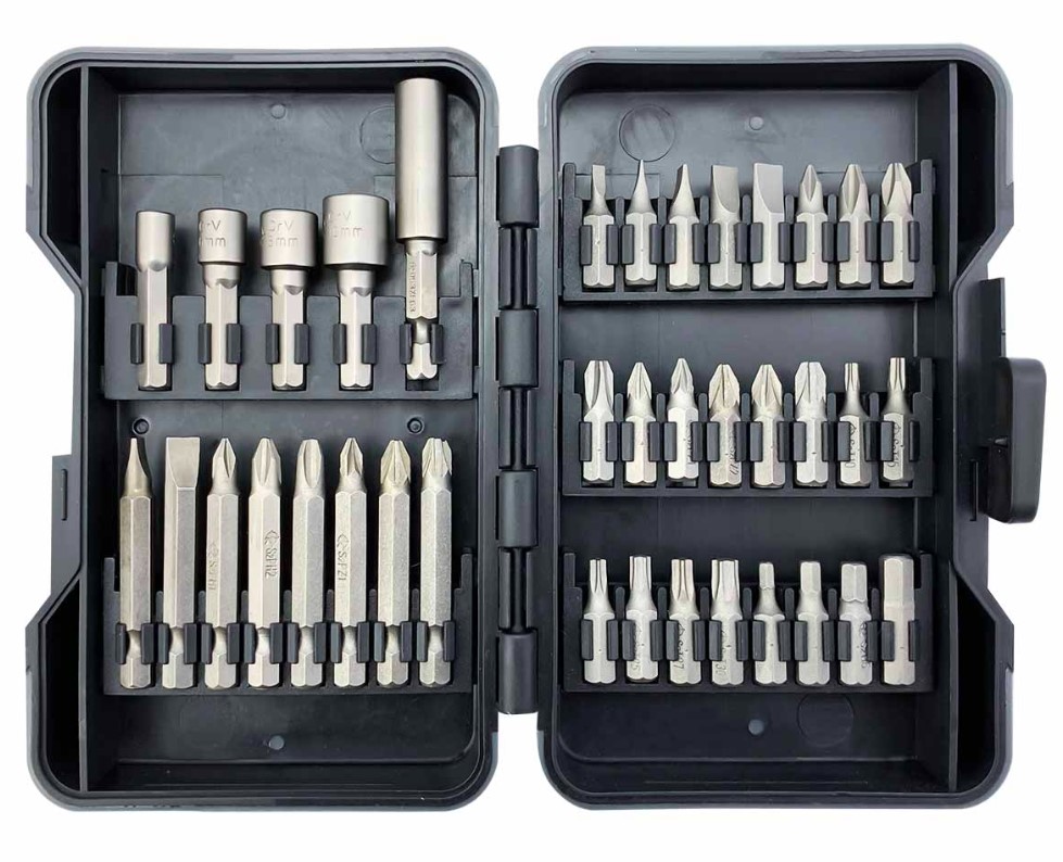 37 PCS BITS AND SOCKET SET. 4x Sockets: 5-6-8-10mm  CD-juwel
