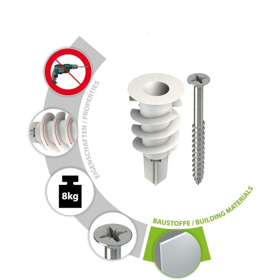 Plasterboard wall plug Spiral + Screw (4 Pcs.) TOX