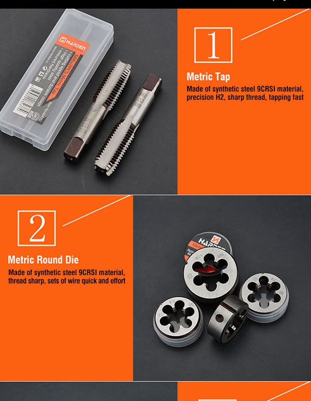Professional 12PCS Tap And Die Set Harden