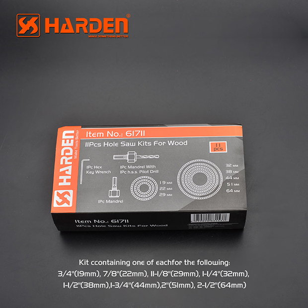 High Carbon Steel Professional 11PCS Hole Saw Kits For Wood Harden
