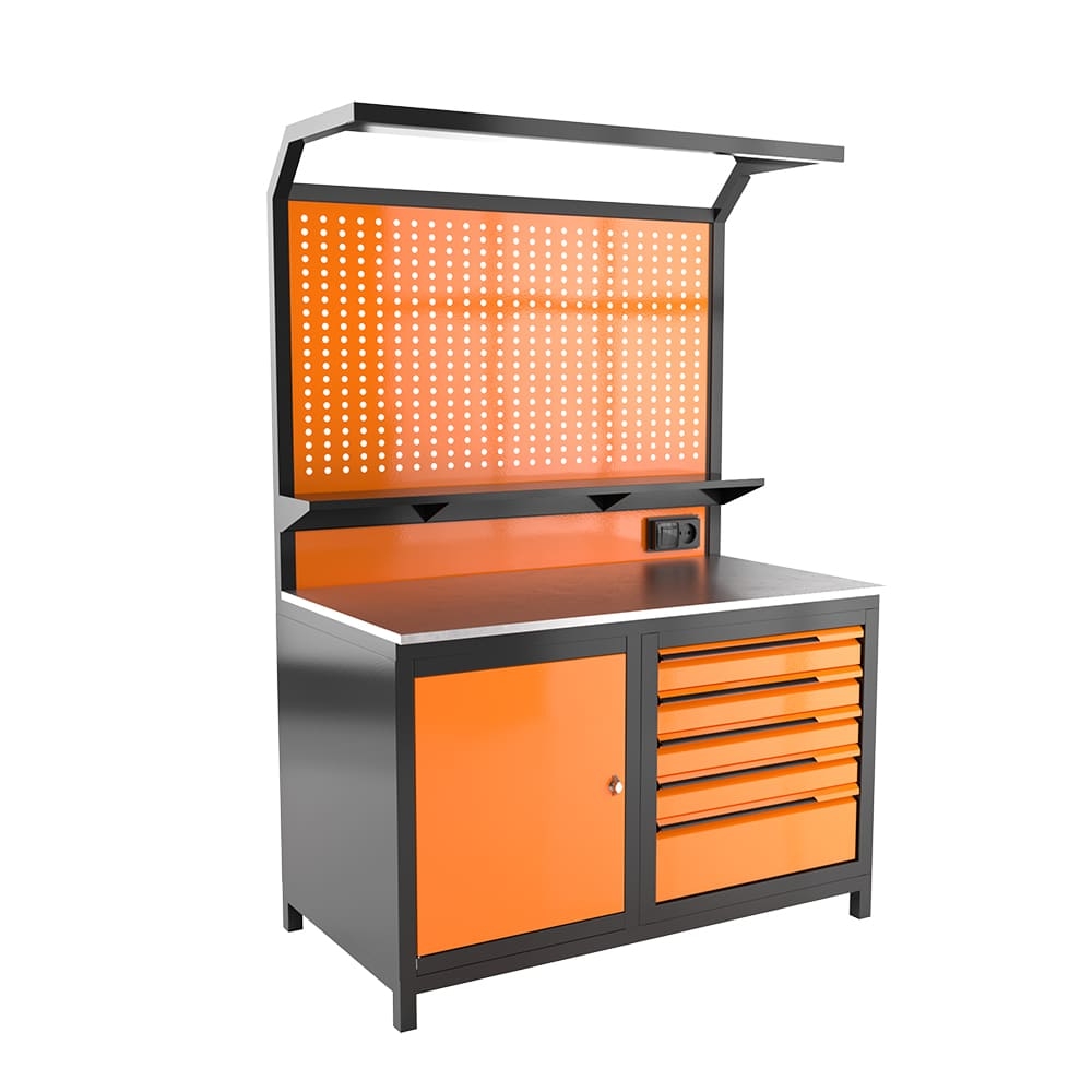 PANEL WORK TABLE WITH DRAWERS + CABINET PANEL WORK TABLE WITH DRAWERS + 2 CABINETS 1 Set Hanging Board + 5 Drawers + Cabinet