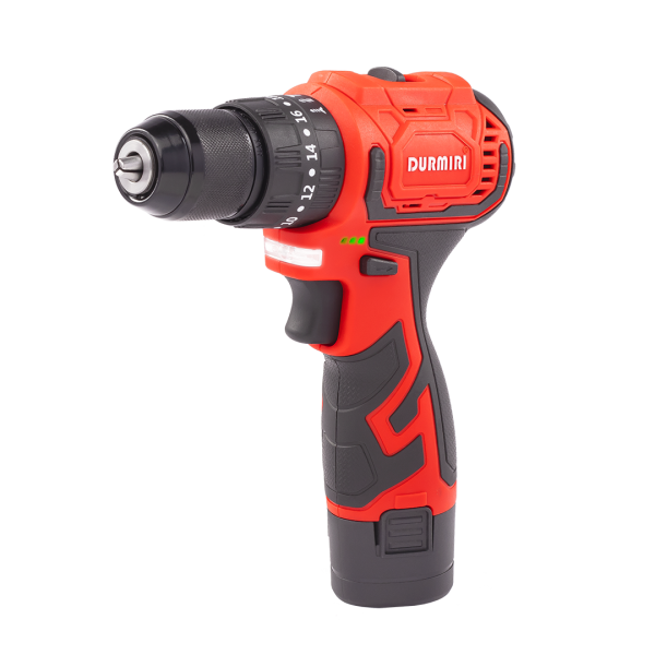 DURMIRI Cordless Drill / 12V-1.5A / Brushless +2 Battaries +charger