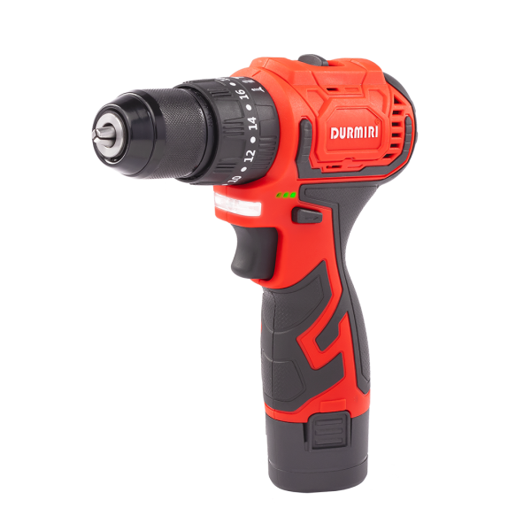 DURMIRI Cordless Drill / 12V-2.0A / Brushless +2 Battaries+ Charger