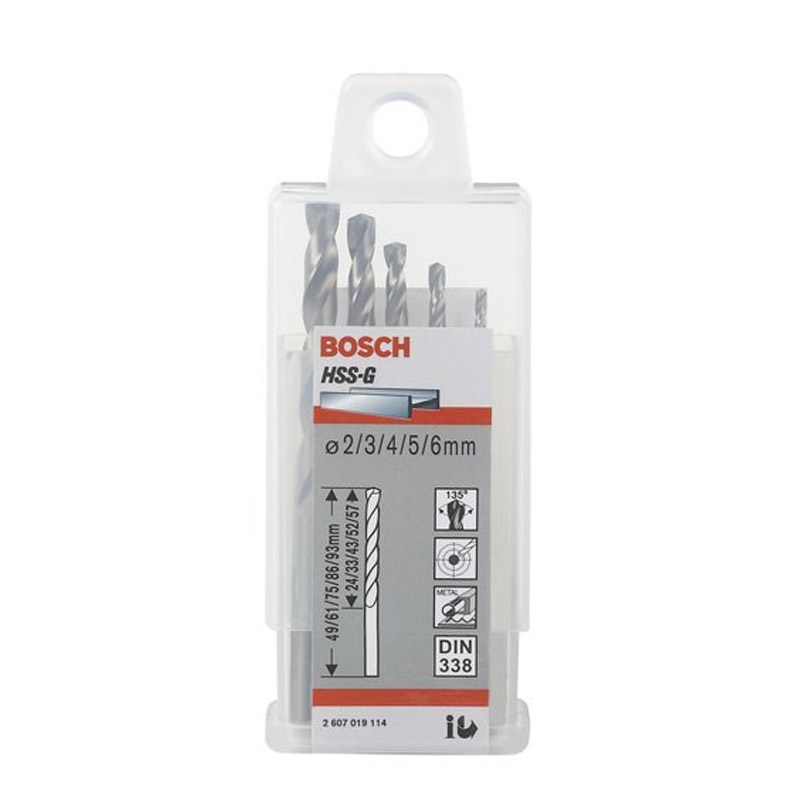 Bosch HSS-G Metal Drill Bit Set Of 5 Pieces (2:6mm)