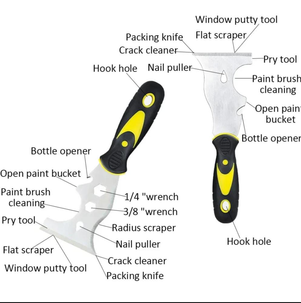15 In 1 Multifunctional Putty Knife Stainless Steel Paint Scraper Removel Construction Tool For Wallpaper Can Opener