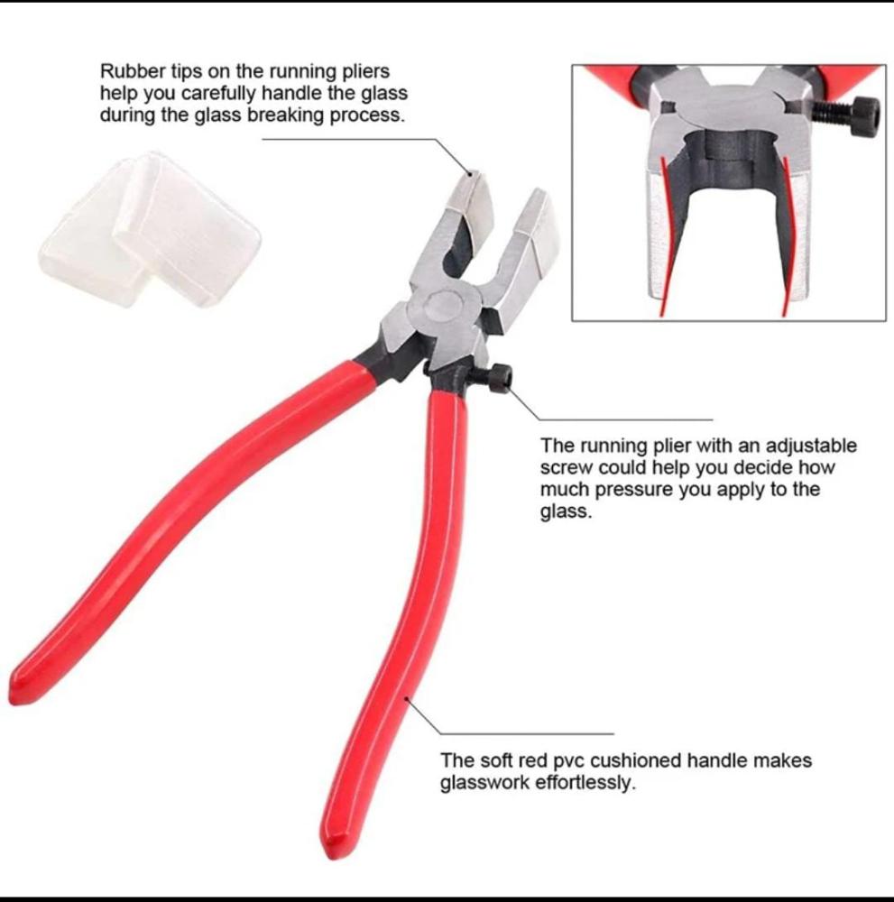 Handle Breaking Cutting Glass Plier Stained Glass Tool Flat End Glass Trimming Plier Hand Tool