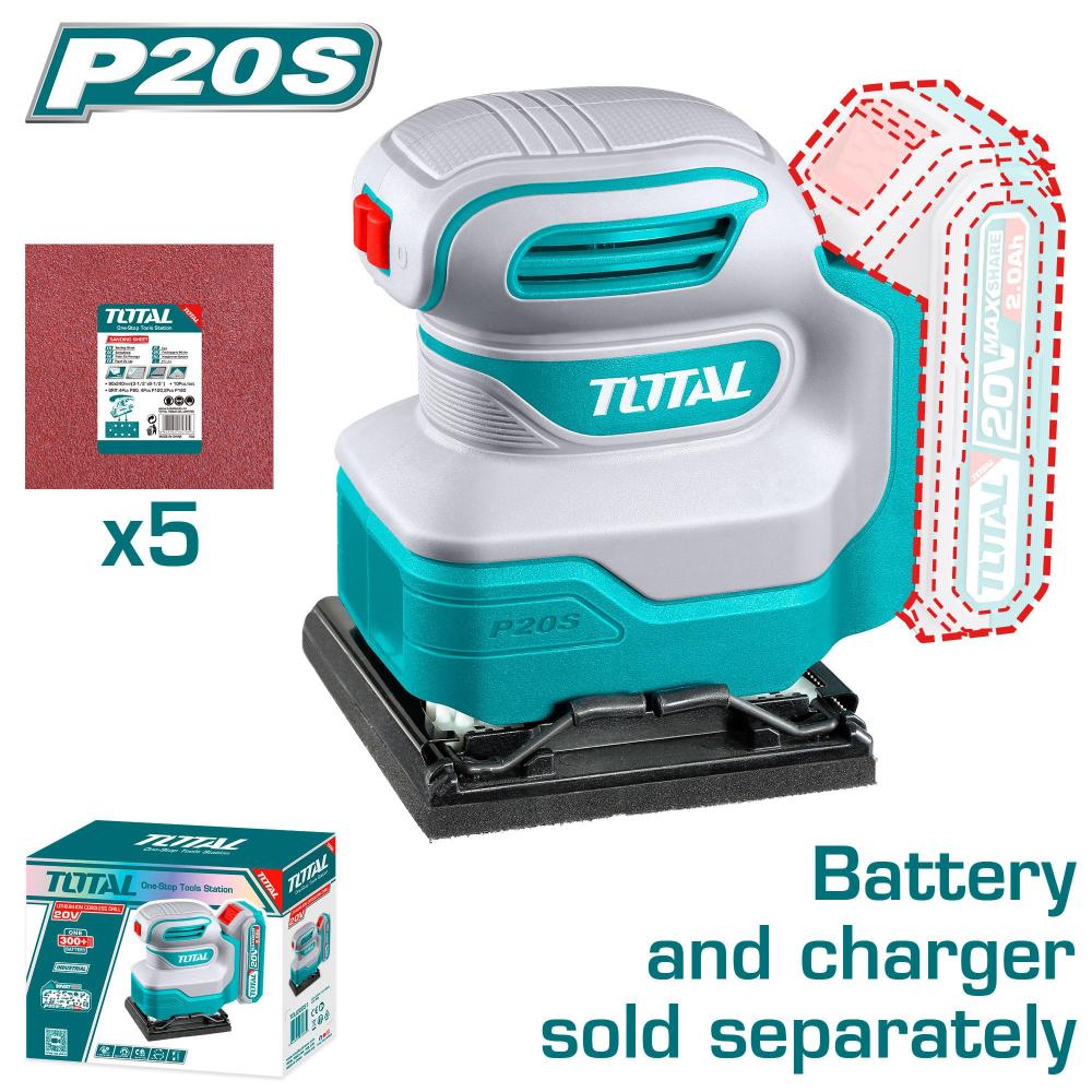 Total Cordless Orbital Palm Sander 20v Without Battery And Charger