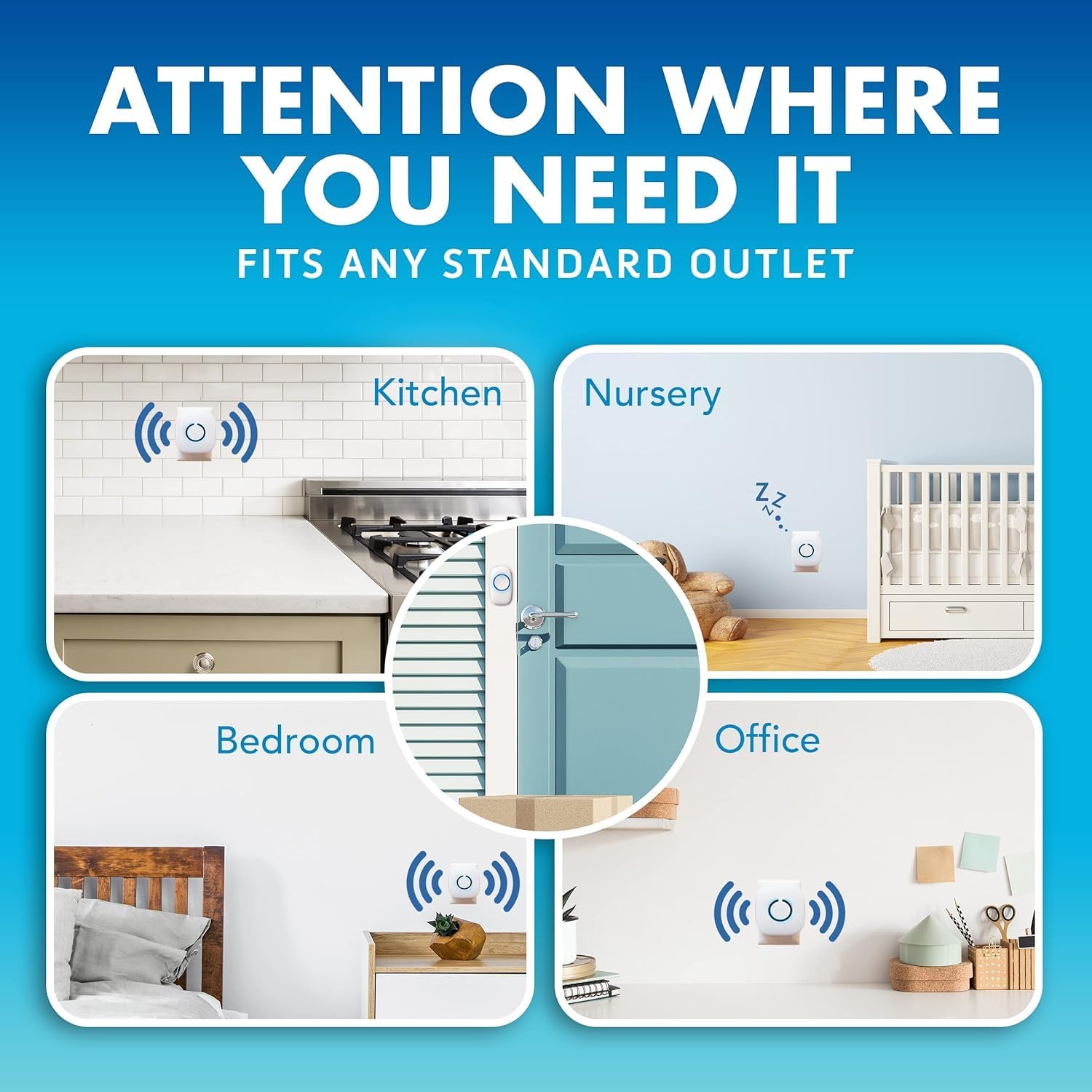 Wireless Doorbell SadoTech ( Color White 1 Push Button + 2 Plug in Receivers, 300 Meter, 52 Melodies )