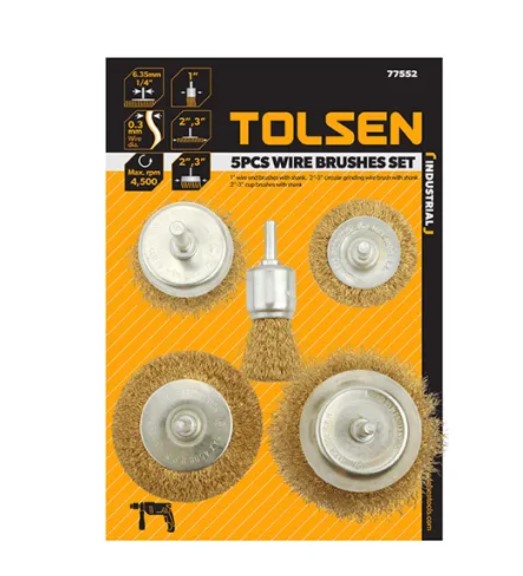 TOLSEN 5PCS WIRE BRUSHES SET (INDUSTRIAL)
