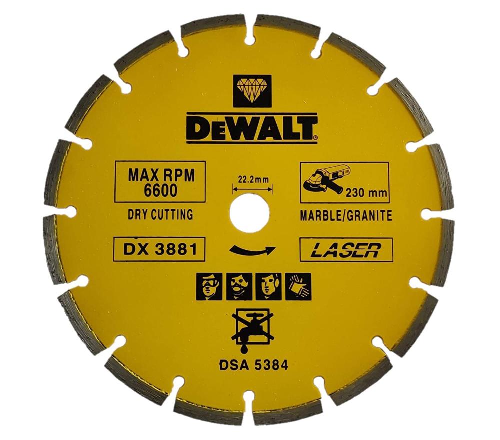 DeWalt Diamond Wheel Marble/granite 230 X 22.23mm Laser Segmented Blades / Marble And Granite , Yellow/Black