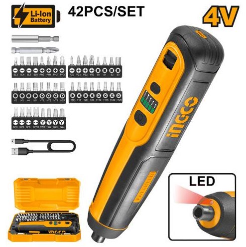 Inc-co Battery Screwdriver 4v +42 Pcs