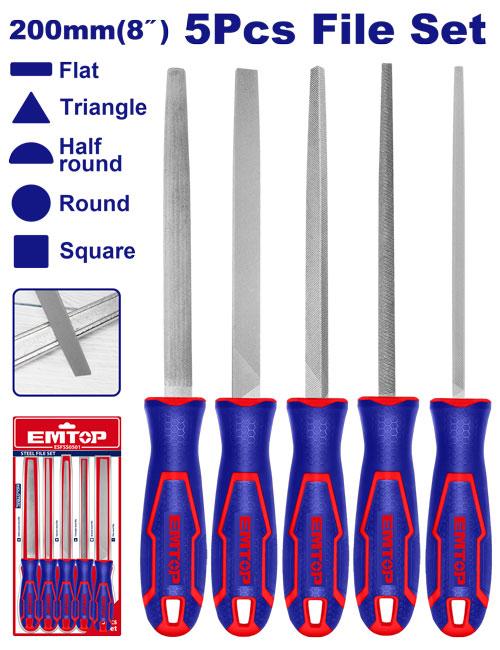 Metal hand File Set of 5 Pcs Emtop