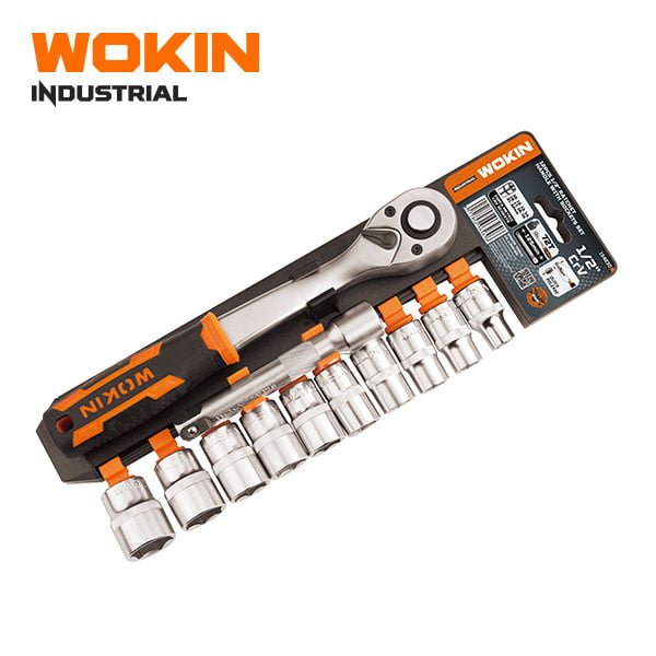 RATCHET HANDLE WITH SOCKETS SET 1/2"  12PCS  (INDUSTRIAL) WOKIN