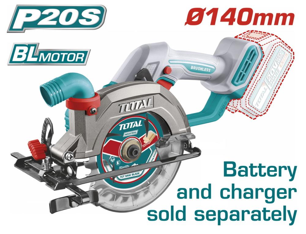 TOTAL Cordless Circular Saw 140mm 20V Without Battery And Charger