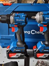 DongCheng Cordless Combo Kit 20v Impact Drill 60Nm + Impact Wrench 1/2 Inch 358 Nm With 2 Batteries 4Ah And Charger