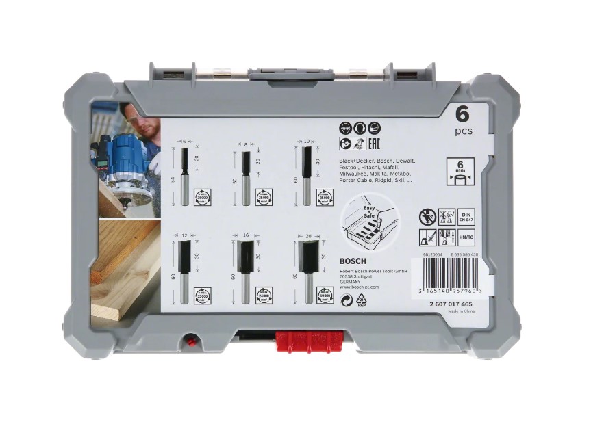 طقم بنط الراوتر للتجاويف المستقميه 6 قطع كعب 8 مم من بوش