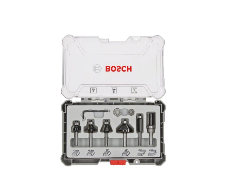 Bosch Router Bit Set 6 Pcs Trim&Edging 8 Mm Shank