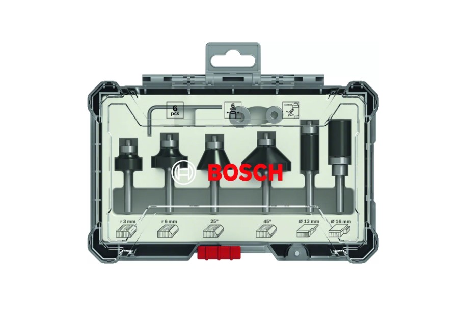 Bosch Router Bit Set 6 Pcs Trim&Edging 8 Mm Shank