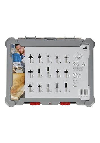 Bosch Router Bit Set 15 Pcs Mixed 8 Mm Shank