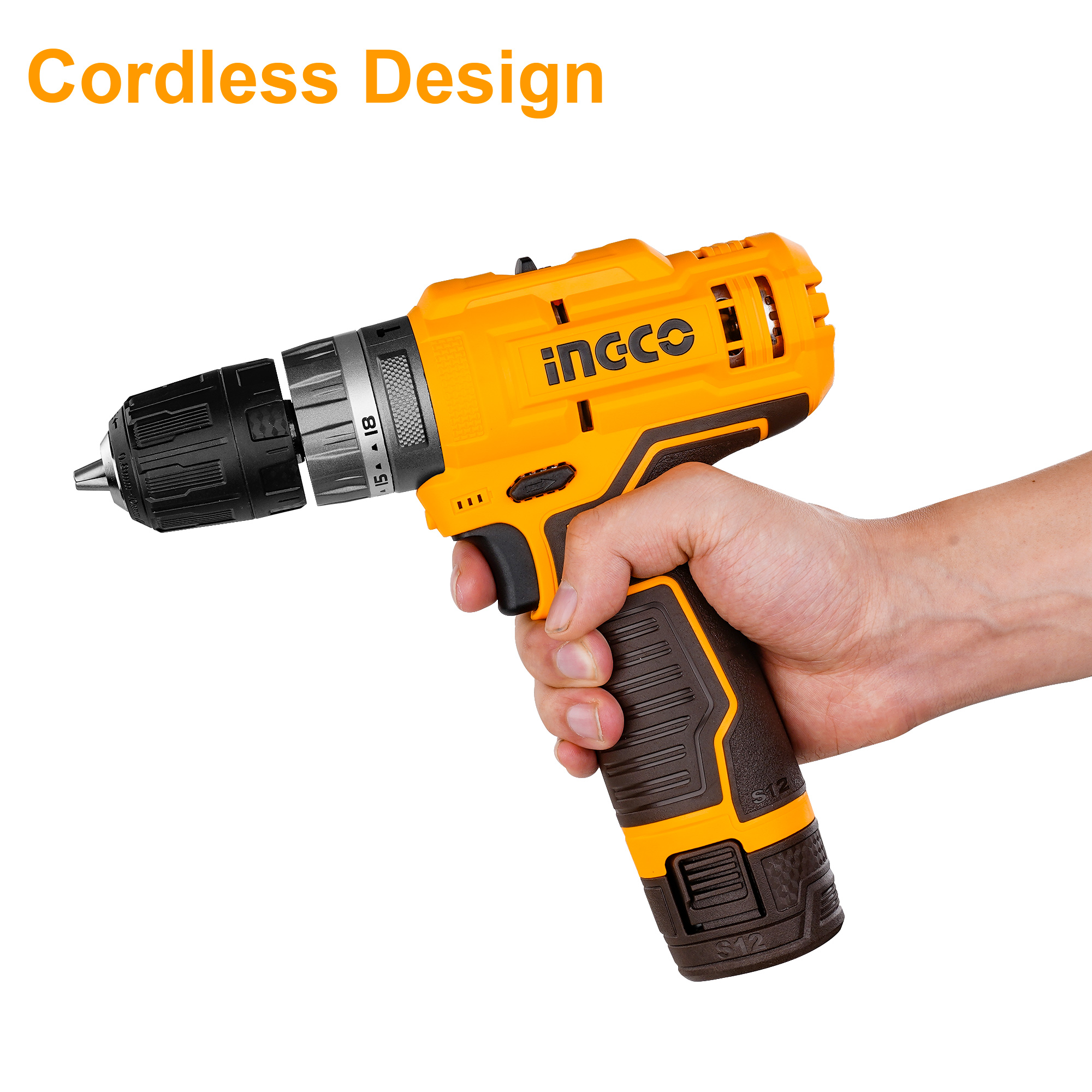 INGCO Cordless Impact Drill Type C 12V + 2 Battary